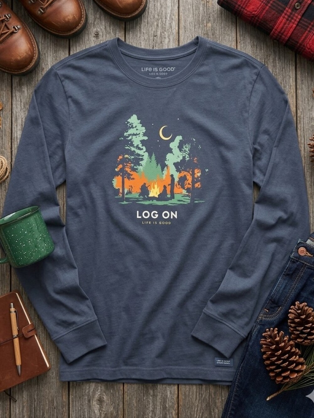 Life Is Good Men's Navy 'Log On' Long-Sleeve Graphic Tee